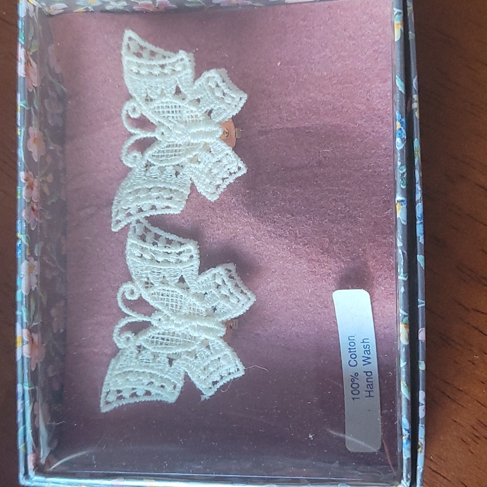 Vintage lace clip on Butterfly earrings